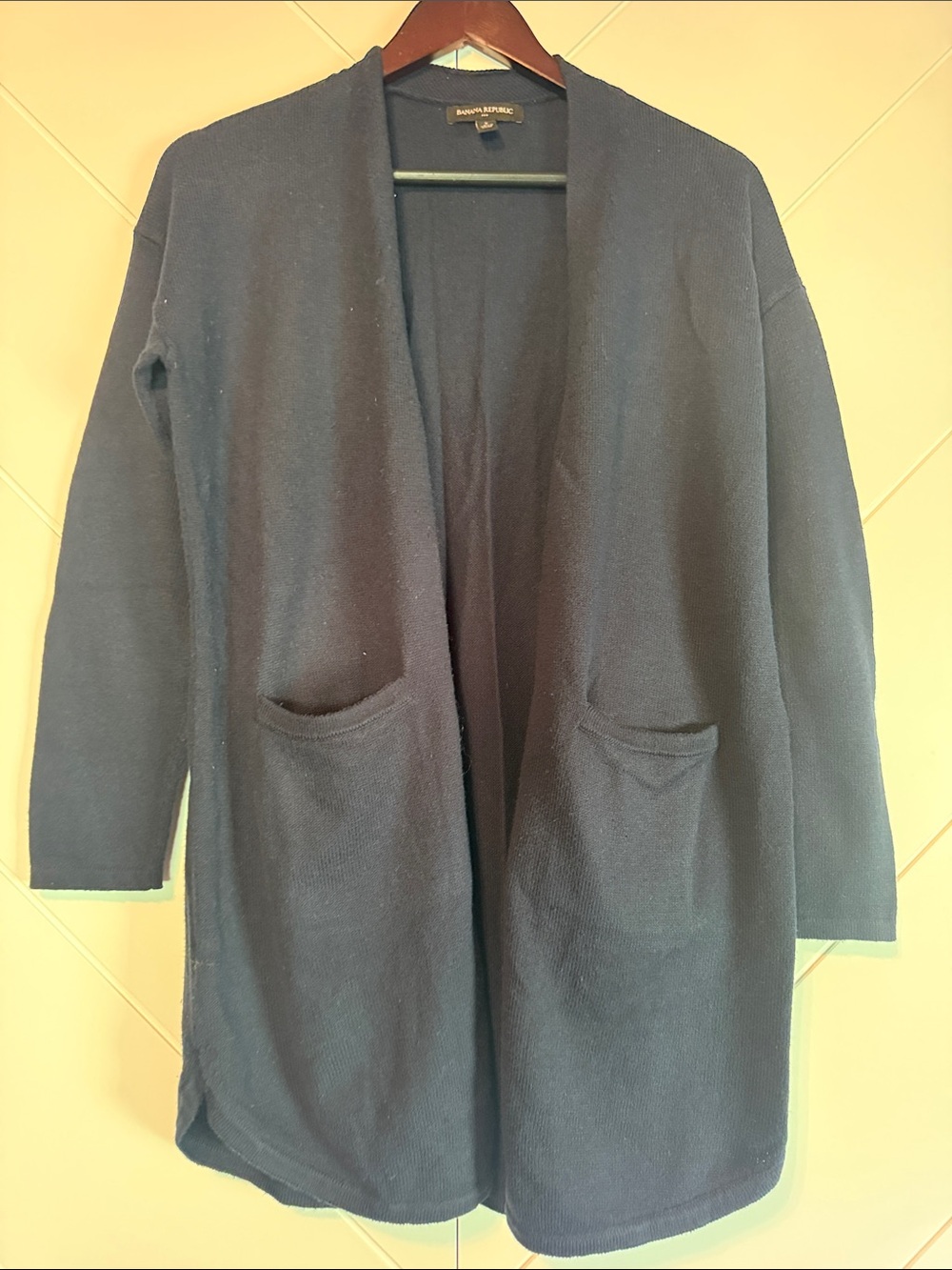 Banana Republic Navy Open-Front Pocket Cardigan